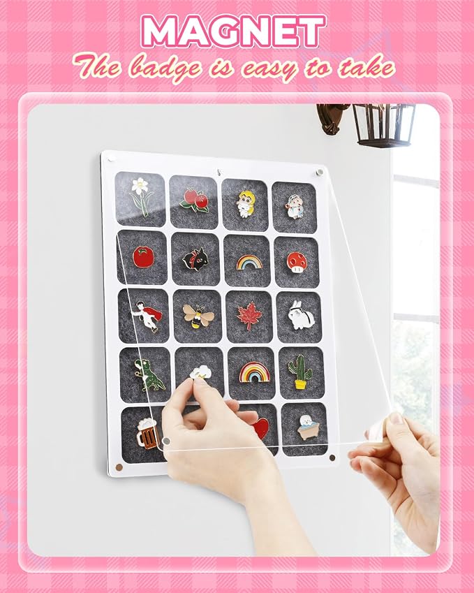 UCEC 20 Grids Clear Acrylic Pin Display Board & 50 PCS Rubber Pin Backs - Image 4