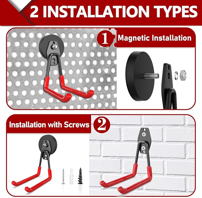 3-H Heavy Duty Magnet Garage Hooks 2 Pack, Extra Large Strong Magnetic Hooks - Image 2