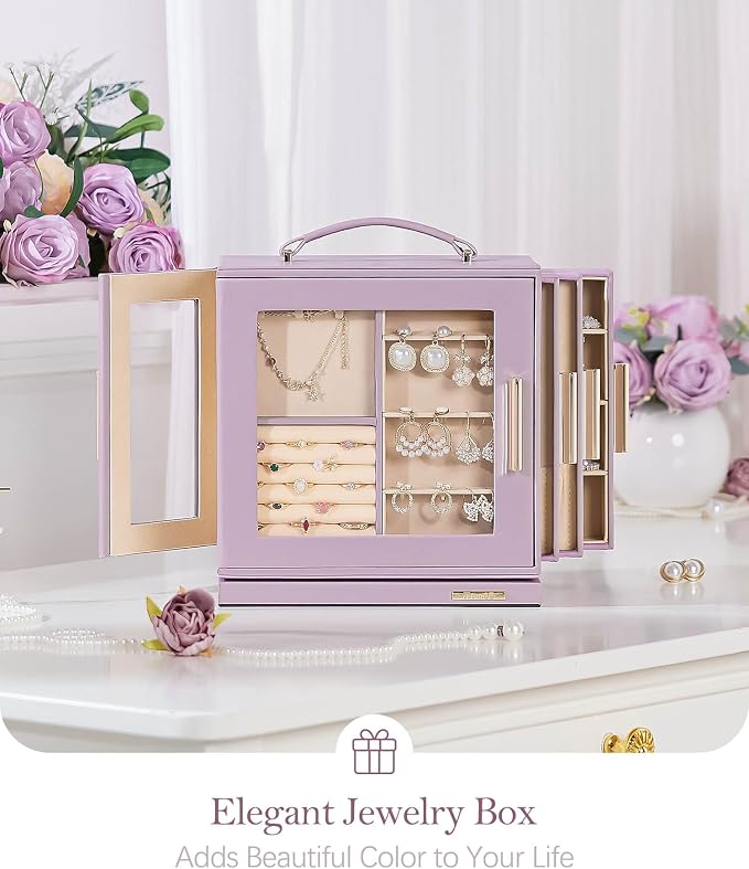 Homde Christmas Gifts Jewelry Box 360° Rotating, Necklace Earring Organizer - Image 8