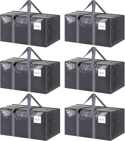 6 Pack Extra Heavy Duty Large Moving Bags by Fygrip