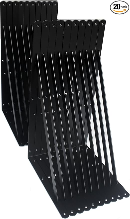 20 Pack L20 x H 12" Black Heavy Duty Shelf Brackets by MHMYDZ