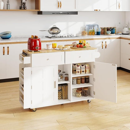 YOURLITE Kitchen Islands with Wheels, Home Bar Table with Spice Rack & with - Image 2