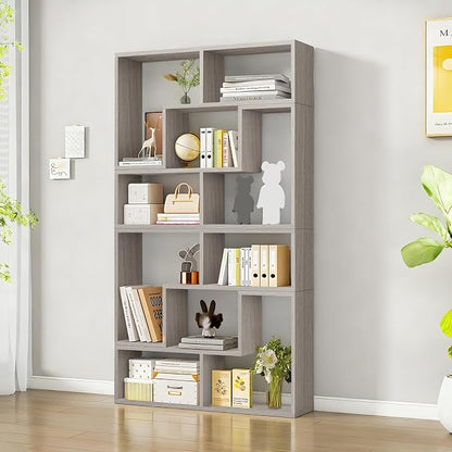 Expandable Bookcase with Adjustable Width, Wooden Room Divider Bookshelf by Unknown