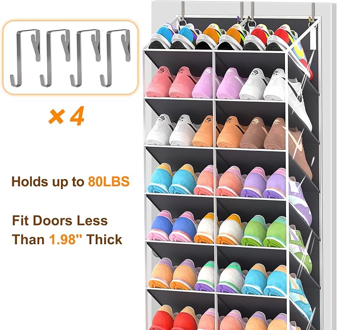 30 Pairs Over the Door Shoe Organizer, 10-Tier Door Shoes Rack Storage Fit All - Image 7