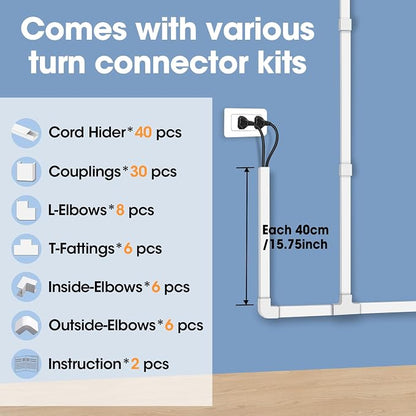 630in Cord Hider Kit, Paintable Cable Raceway, Cord Covers - Image 4