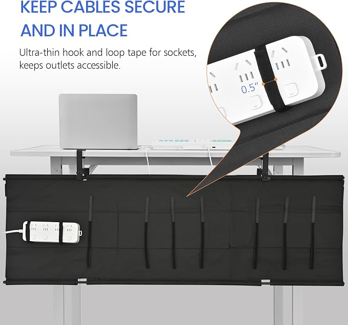48" Under Desk Cable Management Tray- Clamp/Screw Mount Desk Cable Organizer - Image 3