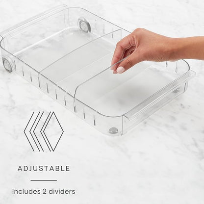 YouCopia RollOut Fridge Caddy BPA-Free Clear Rolling Refrigerator Organizer Bin - Image 2
