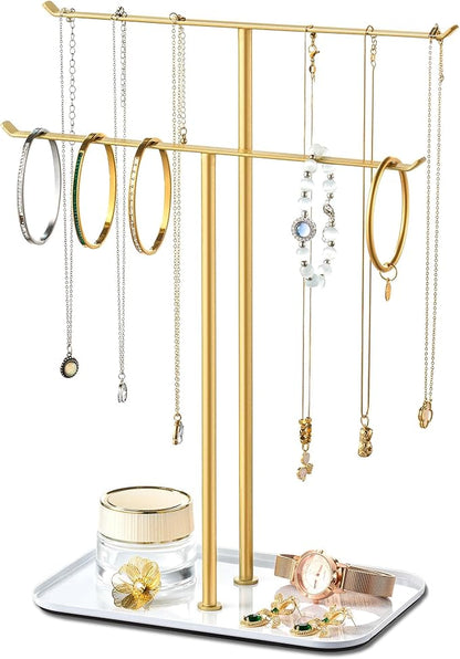 pickpiff Necklace Holder Jewelry Organizer Stand – 2‑Tier T‑Bar Jewelry Display by pickpiff