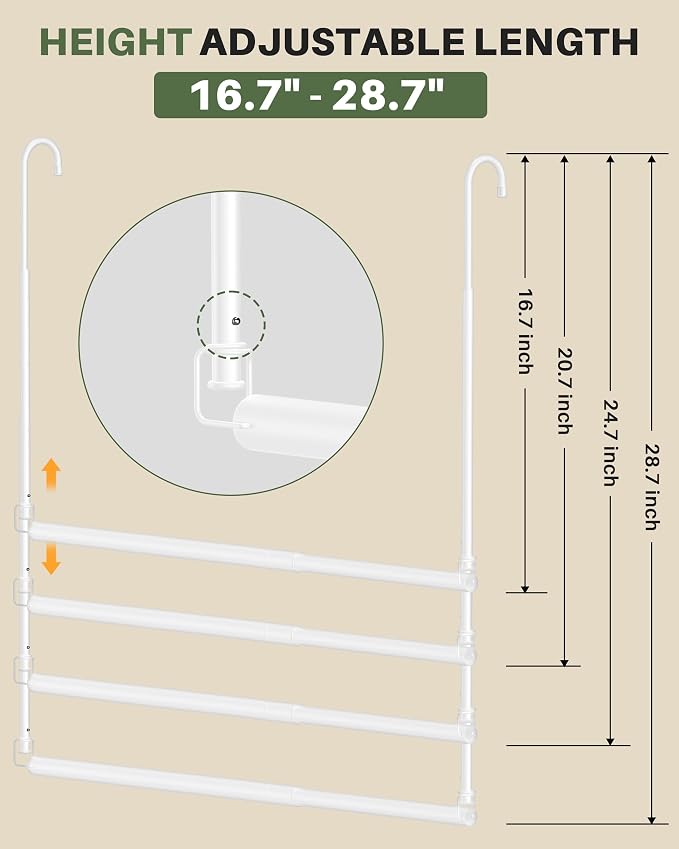 Hanging Closet Rod, 2 Pack Adjustable Height & Width Closet Rods - Image 3