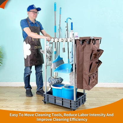 Rolling Cleaning Cart, Cleaning Tools Organizer, Housekeeping & Janitorial Cart - Image 3