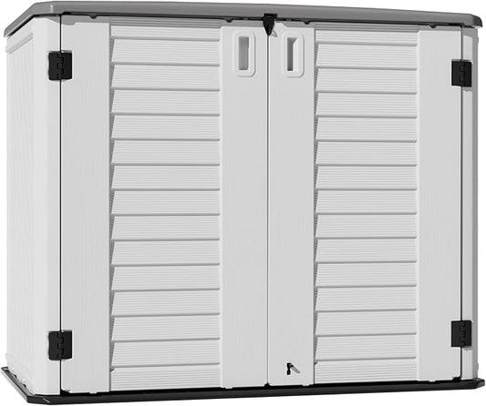 Outdoor Patio Storage Shed, Waterproof Horizontal Outdoor Storage Cabinet by Mrosaa