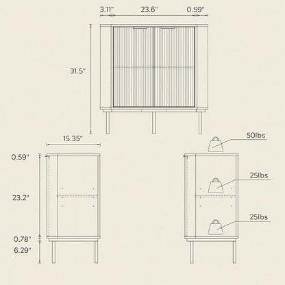Modern Corner Cabinet, Fluted Small Floor Storage Cabinet - Image 2