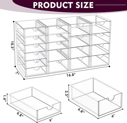 Acrylic Makeup Organizer with 19 Drawers, 4 Pack Clear Storage Drawers - Image 3