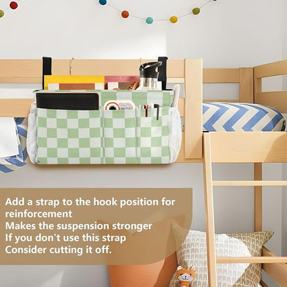 Checkered Mint Green and White Bedside Caddy - Image 6