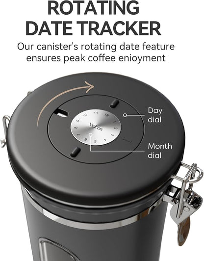 Veken Coffee Canister with Window, Airtight Stainless Steel Kitchen Food - Image 4