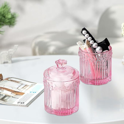 Pink Qtip Cotton Ball Hair Ties Candy Holder Makeup Storage Bathroom - Image 5