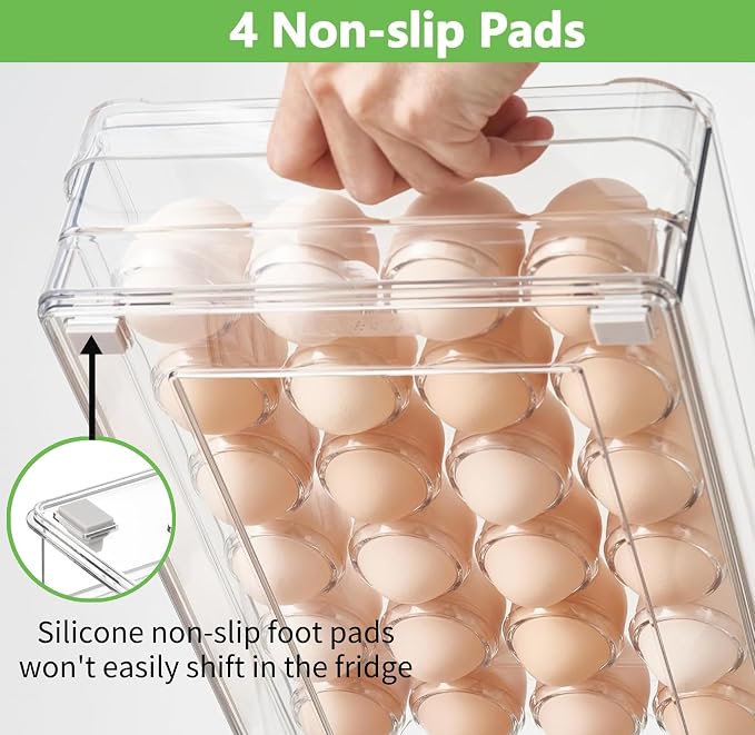vacane 24 Capacity Egg Holder for Refrigerator Organizer Bins, BPA Free Egg - Image 3
