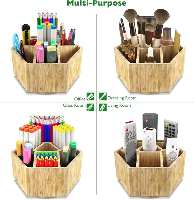 Bamboo Art Supply Organizer, Back to School Supplies, Hold 350+ Pencils - Image 4