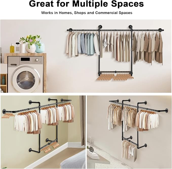 Livabber Industrial Pipe Clothes Rack, Heavy Duty Detachable Iron Garment Rack - Image 6