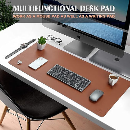 K KNODEL Small Office Leather Desk Mat, Mouse and Keyboard Pad, Computer and - Image 2