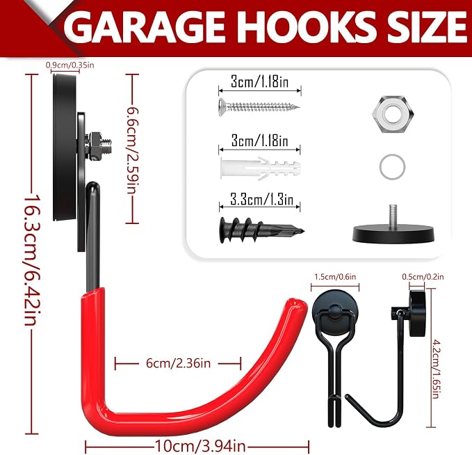 3-H Heavy Duty Magnet Garage Hooks 4 Pack, J Shape Strong Magnetic Hooks - Image 2