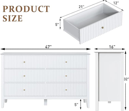 RoyalCraft White 6 Drawer Dresser - Image 2
