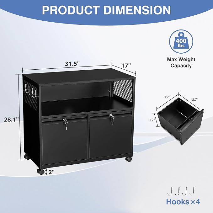 Metal File Cabinet, 2 Drawer Filing Cabinet - Image 3