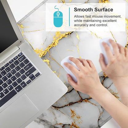 White Marble Mouse Pad – Large Extended Desk Mat 35.43 x 15.75 in – Elegant - Image 6