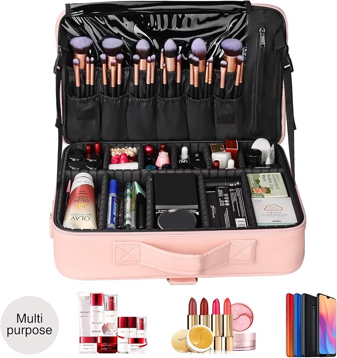 Relavel Makeup Case Large Makeup Bag Professional Train Case 16.5 inches Travel - Image 7