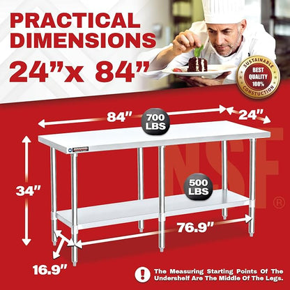 DuraSteel 24x84 Stainless Steel Work Table - Image 6