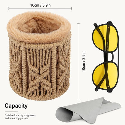 RayLove Glasses Holder for Nightstand, Boho Decor Eyeglass Case, Plush Lined - Image 8