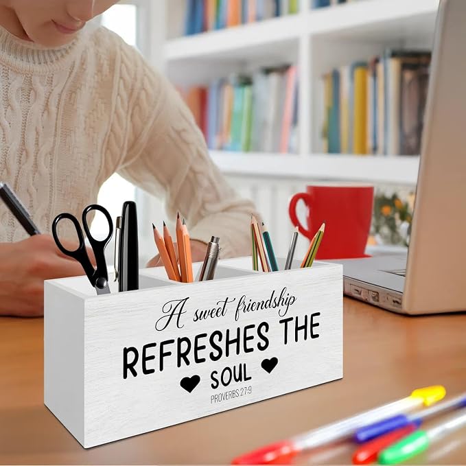 a Sweet Friendship Refreshes the Soul Christian Pen Pencil Holder Organizer - Image 4