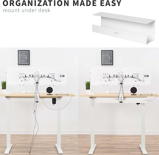 VIVO 2 Pack Under Desk 17 inch Cable Management Tray, Cord Organizer, Home - Image 6
