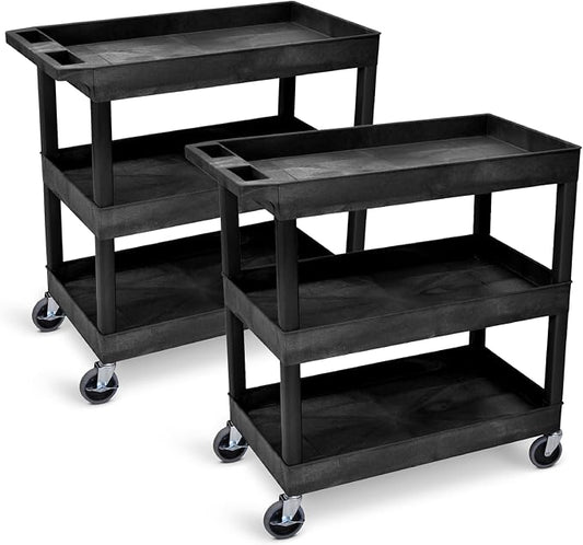 Tubstr 3-Tier Rolling Utility Cart 2-Pack | Each Supports up to 300 lbs. by StandSteady