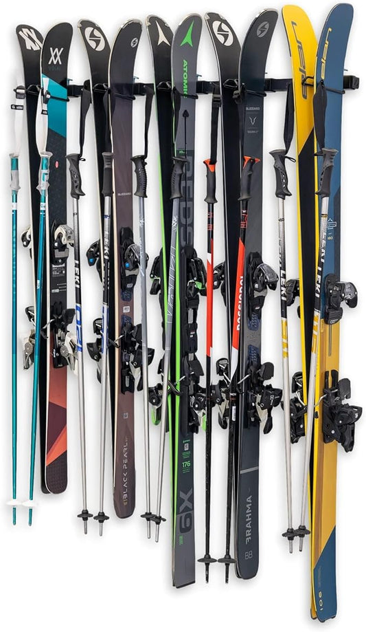StoreYourBoard Lone Peak Ski Storage Rack, Wall Mount Organizer Holds 5 Pairs by StoreYourBoard