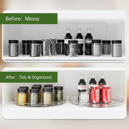 URALFA Lazy Susan Organizer for Cabinet 2 Pack, 10.6" Clear Lazy Susan - Image 3