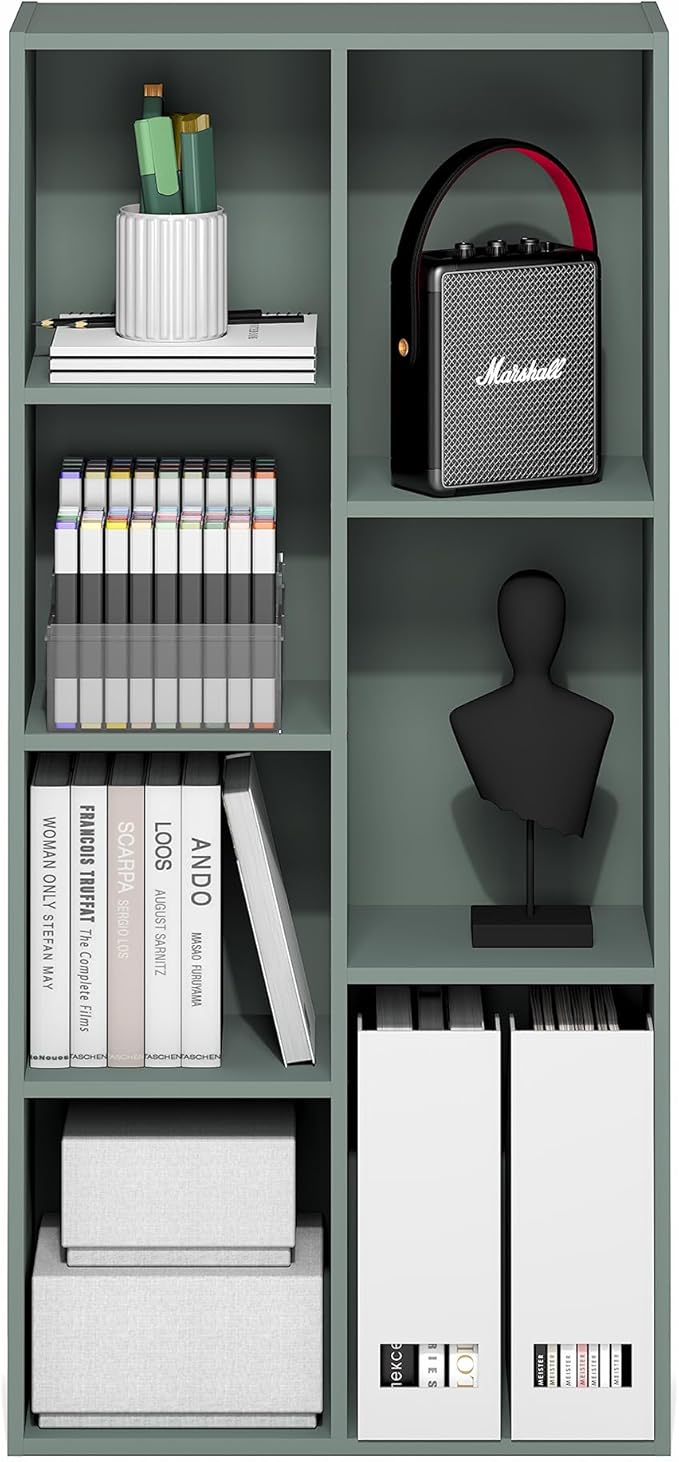 Furinno LUDER Book Shelf, 7-Cube Bookshelf, 9.4" x 19.5" x 41.7", - Image 4