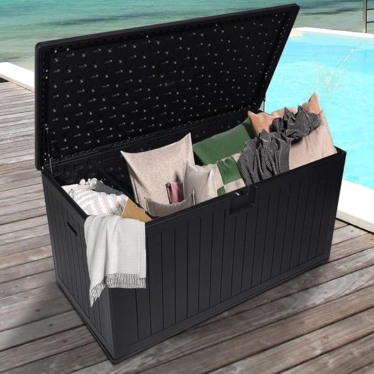 KUIKUI 288 Gallon Waterproof Deck Box, Outdoor Storage Box Waterproof Lockable by KUIKUI