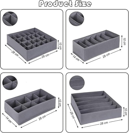 Dresser Drawer Organizer 8 Pack Clothes Underwear Sock Storage Dark Gray Drawer - Image 2