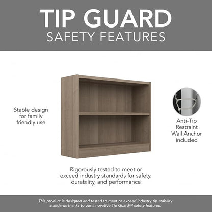Bush Furniture Universal Small 2 Shelf Bookcase in Ash Gray, Low Storage and - Image 7