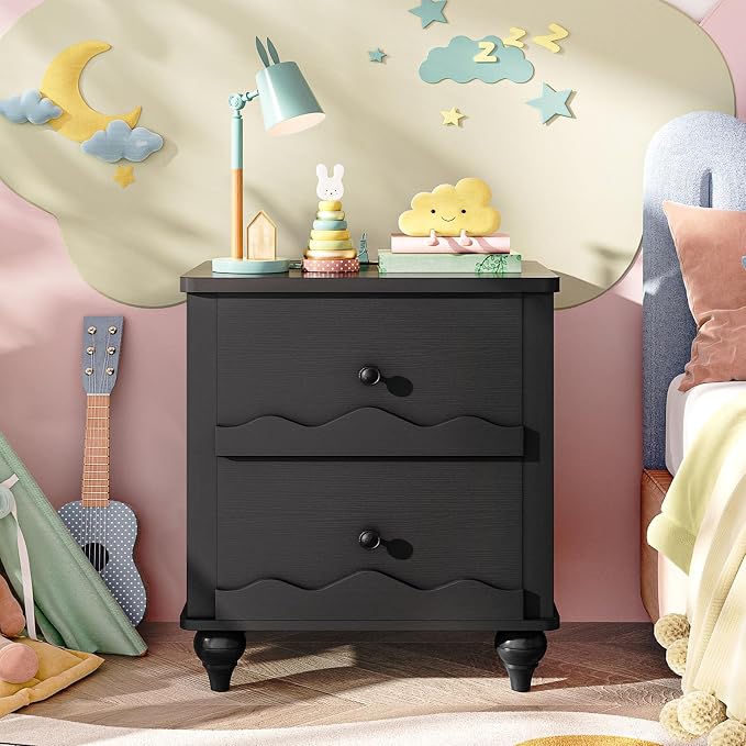 Cyclysio Nightstand with Charging Station, Side End Table with 2 Drawers - Image 3