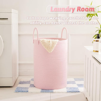 Laundry Basket, Woven Cotton Rope Laundry Hamper, 40L - Image 5