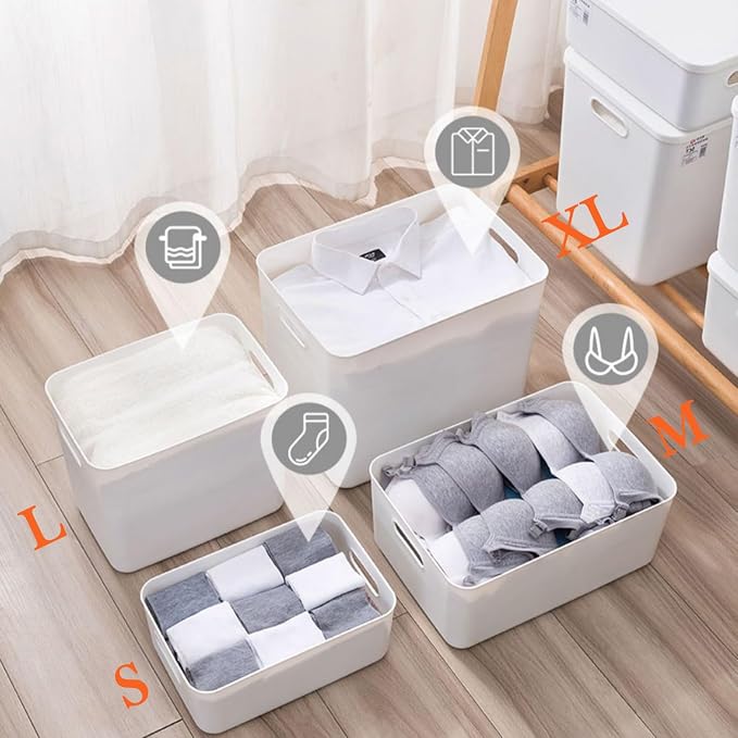 4 pack large plastic White storage bins Baskets, Toy Box Chest - Image 6