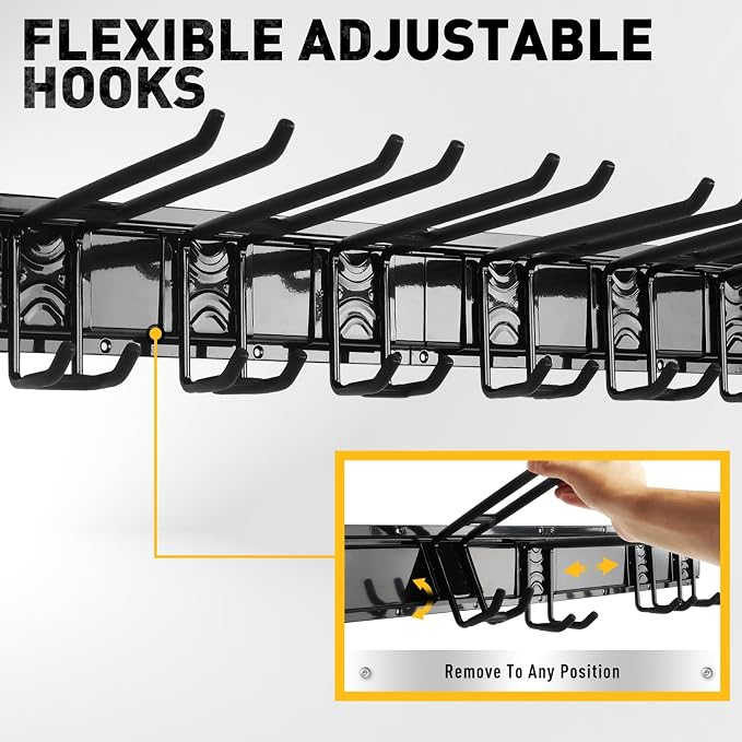 ELEAD 9-Pairs Heavy Duty Garage Tool Organizer Wall Mount Hooks, 48 Inches 730 - Image 4