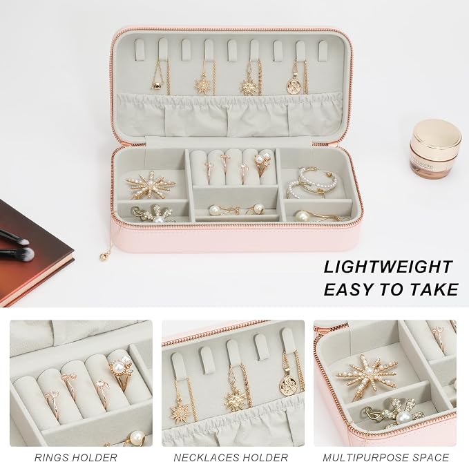 Travel Jewelry Case Small Jewelry Organizer, Portable Jewelry Case Small Travel - Image 3