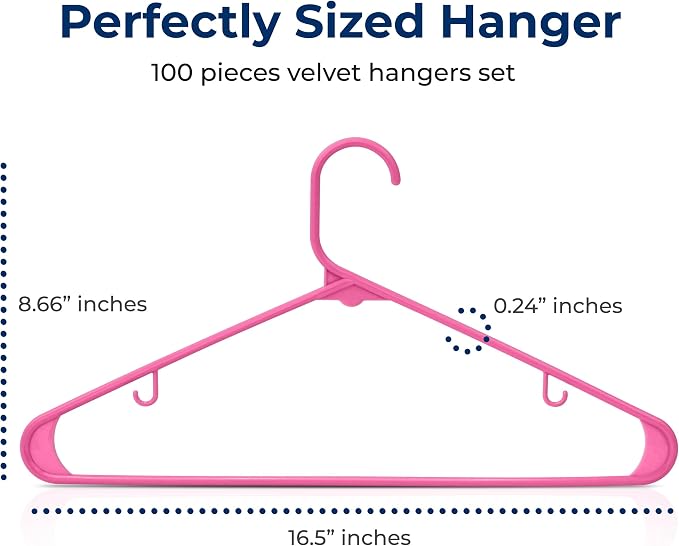 SereneLife 100-Piece Plastic Shirt Hangers – Non-Slip, Heavy Duty Clothing - Image 2