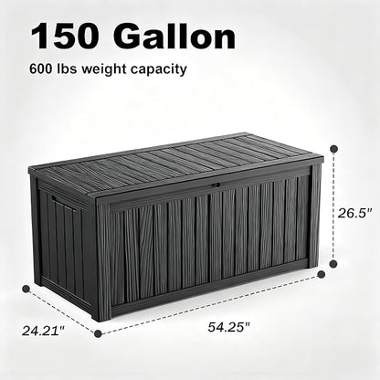 150 Gallon Waterproof Outdoor Storage Box, UV Resistant Resin Deck Box - Image 2