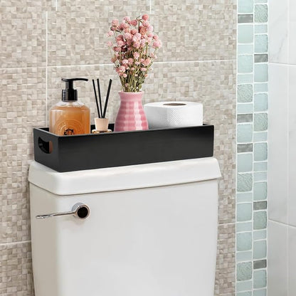 LotFancy Bathroom Decor Box and Vanity Tray, Wooden Toilet Tank Basket Topper - Image 4