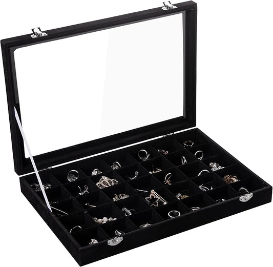 Frebeauty Velvet Jewelry Tray, 35 Grid Jewelry Organizer by Frebeauty