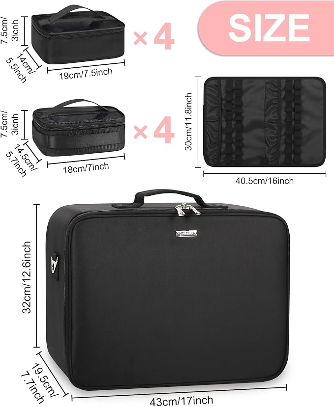 Relavel Extra Large Makeup Case Professional Cosmetic Storage Organizer Box - Image 6